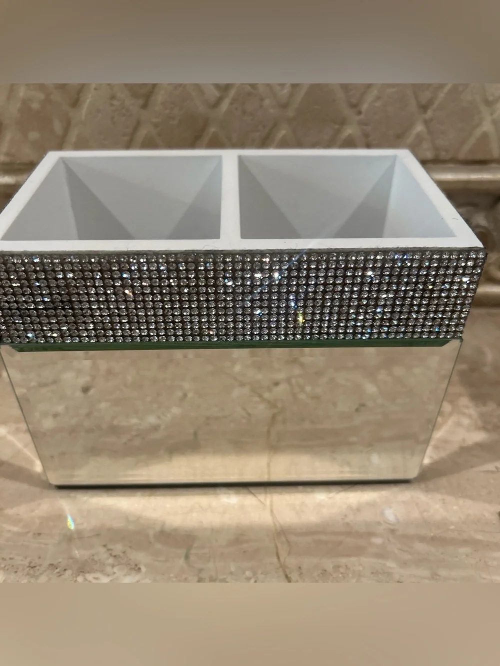 Bella Lux Mirrored Dual Toothbrush Holder